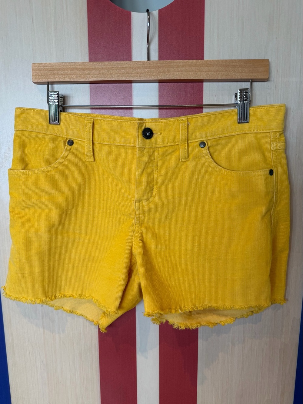 Carve Designs Yellow Corduroy Frayed Hem Shorts